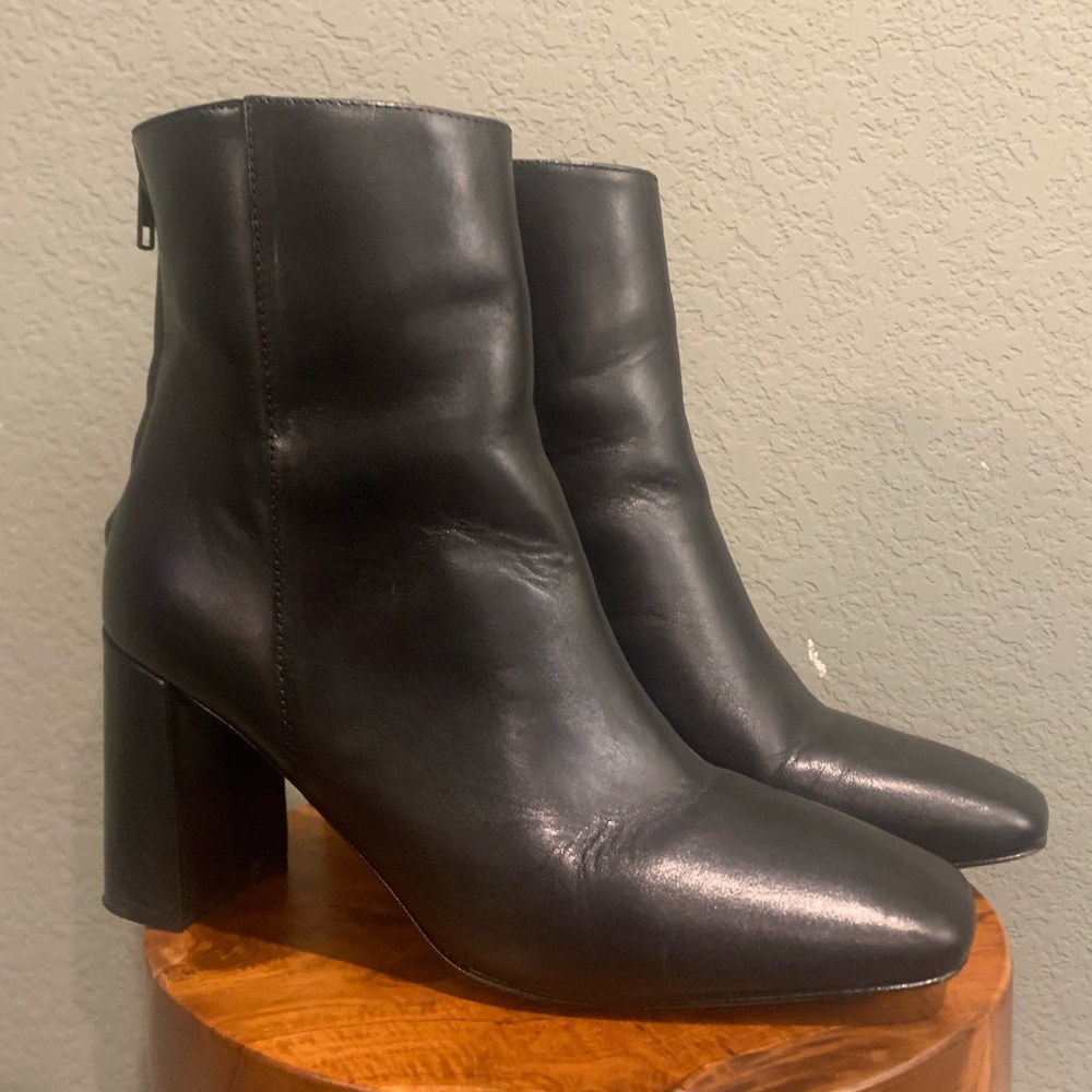 J Crew Black Tall Leather Boots